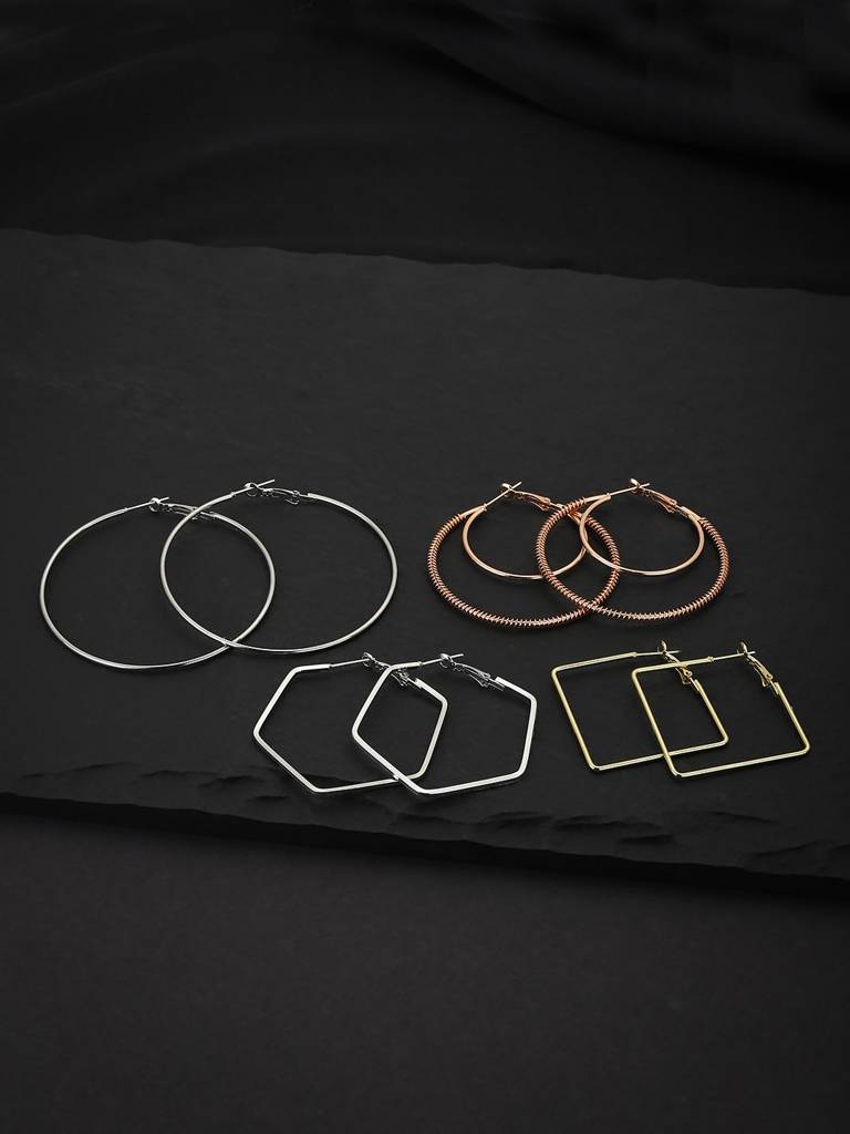 Set Of 4 Handcrafted Geometric Hoops : FJES3225