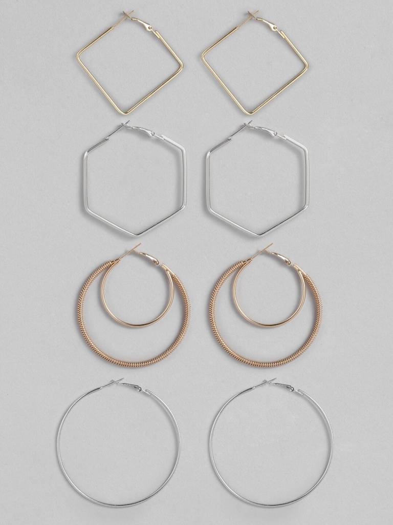 Set Of 4 Handcrafted Geometric Hoops : FJES3225