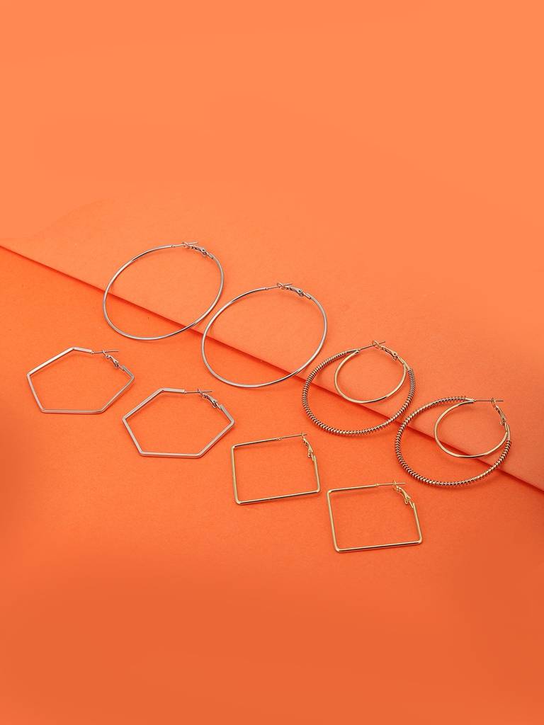 Set Of 4 Handcrafted Geometric Hoops : FJES3225