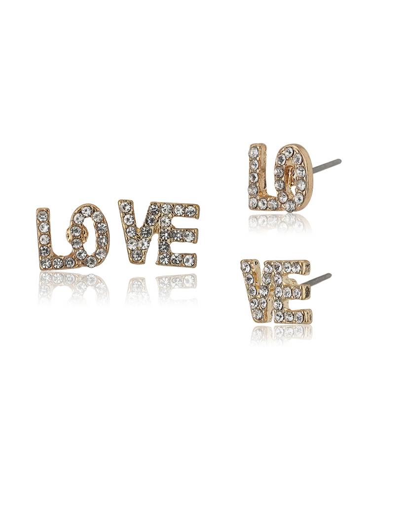 Set Of 10 Gold-Toned & Pink Contemporary Studs Earrings : FJES3894