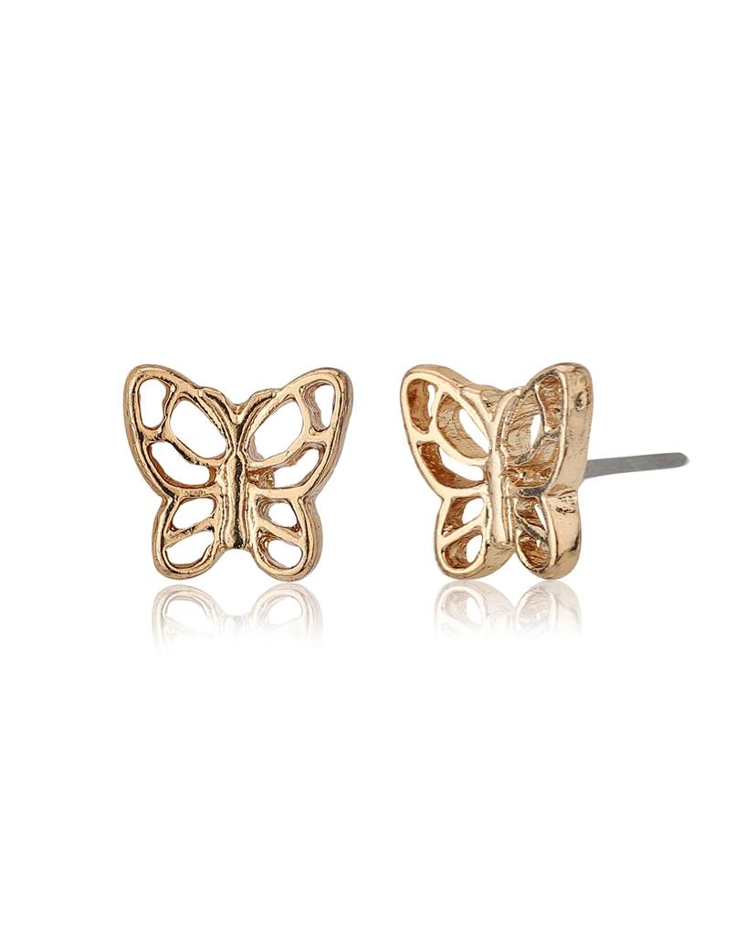 Set Of 10 Gold-Toned & Pink Contemporary Studs Earrings : FJES3894