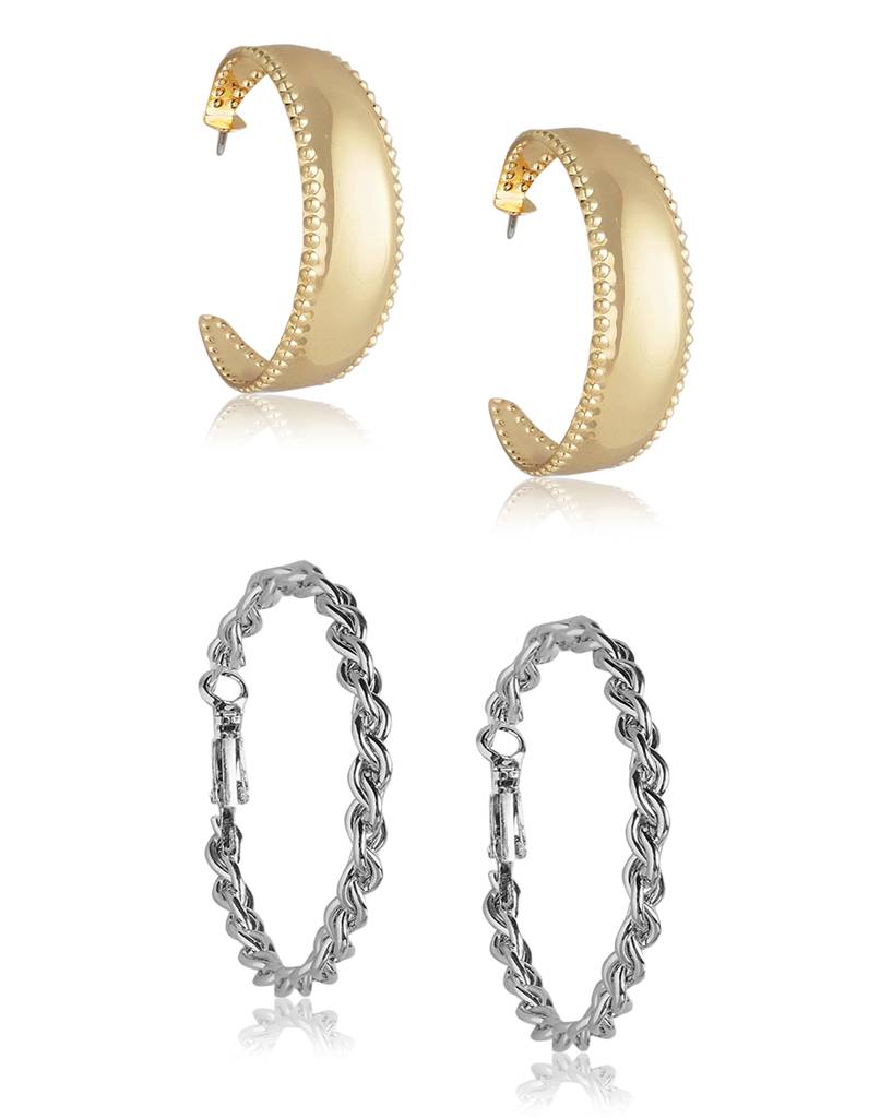 Carlton London Pack Of 2 Gold-Plated Circular Hoop Earrings : FJES4451
