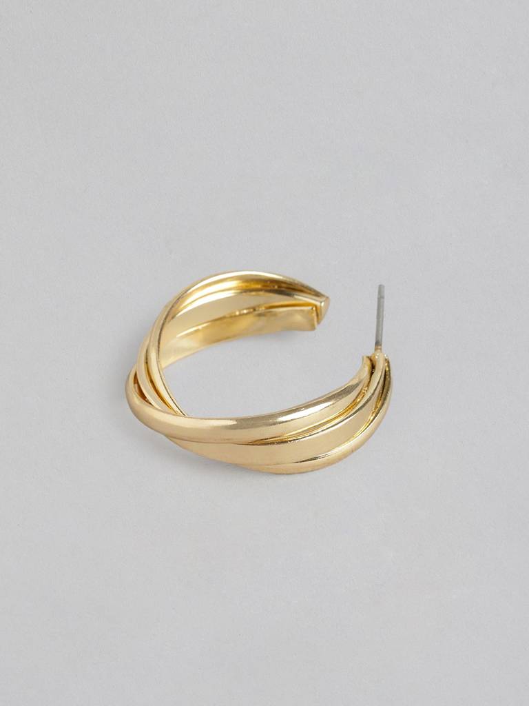 Pack Of 3 Gold-Plated Circular Hoop Earrings : FJES4517