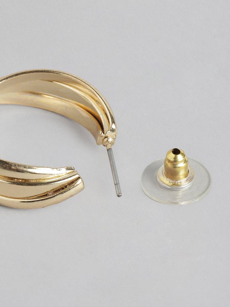 Pack Of 3 Gold-Plated Circular Hoop Earrings : FJES4517