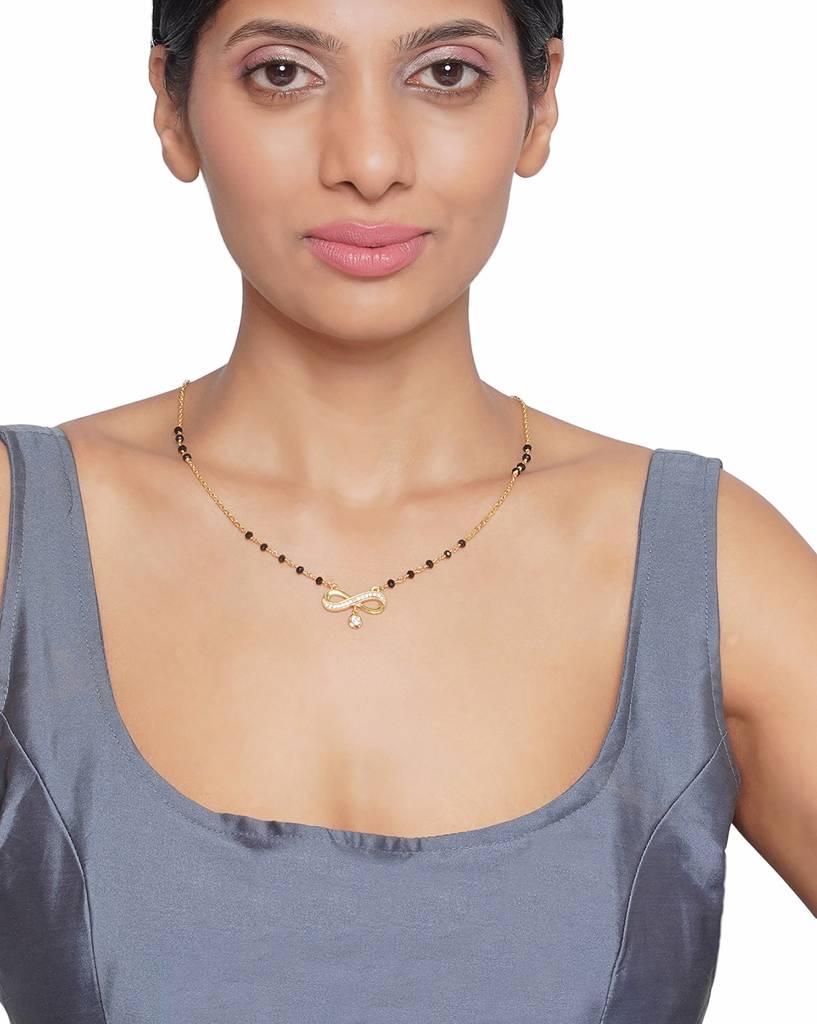 Gold-Plated Cz-Studded Mangalsutra : FJM4282