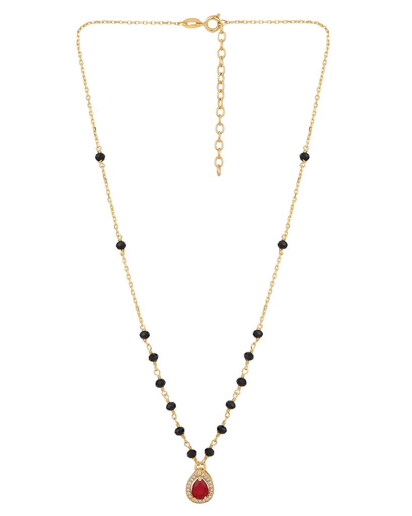 Gold-Plated Crystals-Studded Mangalsutra : FJM4285
