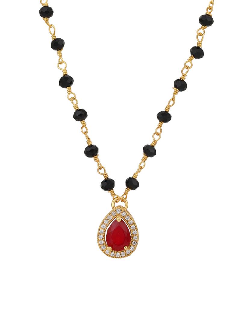 Gold-Plated Crystals-Studded Mangalsutra : FJM4285