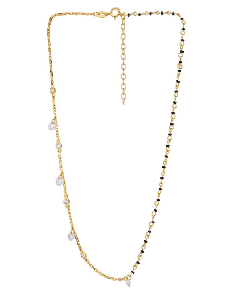 Carlton London Gold-Plated Crystals-Studded Mangalsutra : FJM4287