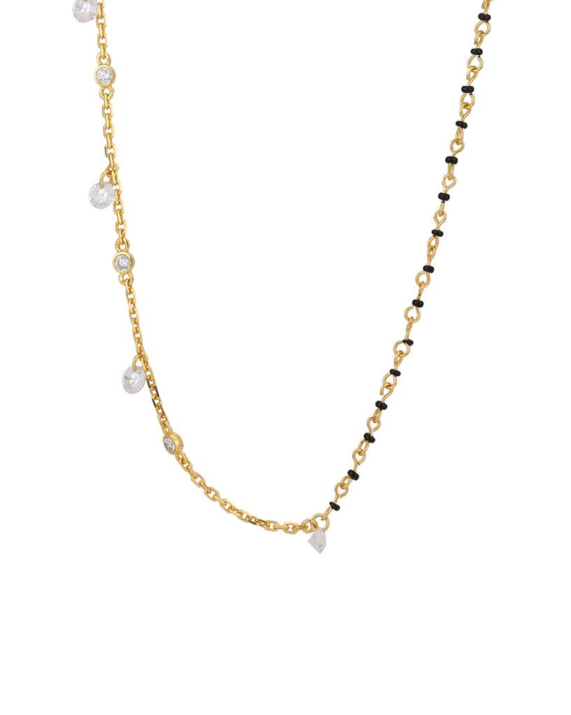 Carlton London Gold-Plated Crystals-Studded Mangalsutra : FJM4287