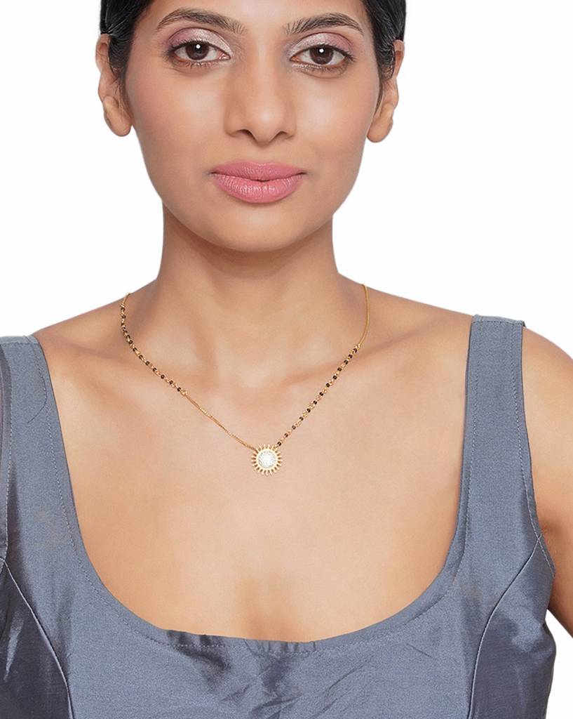 Carlton London Gold-Plated, Cz-Studded Mangalsutra : FJM4288