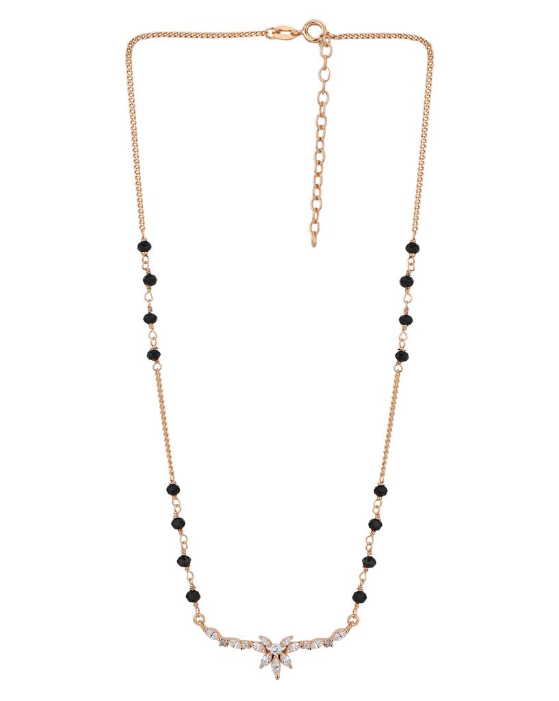 Carlton London Rose Gold-Plated Cz-Studded Mangalsutra : FJM4290