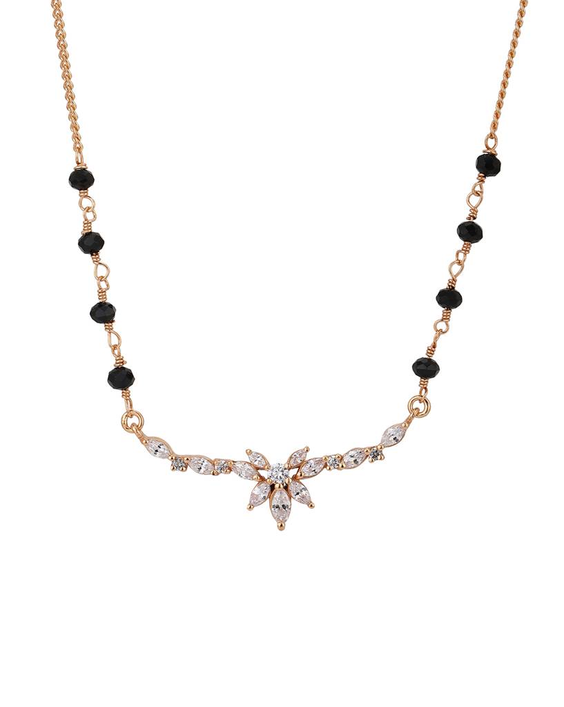 Carlton London Rose Gold-Plated Cz-Studded Mangalsutra : FJM4290