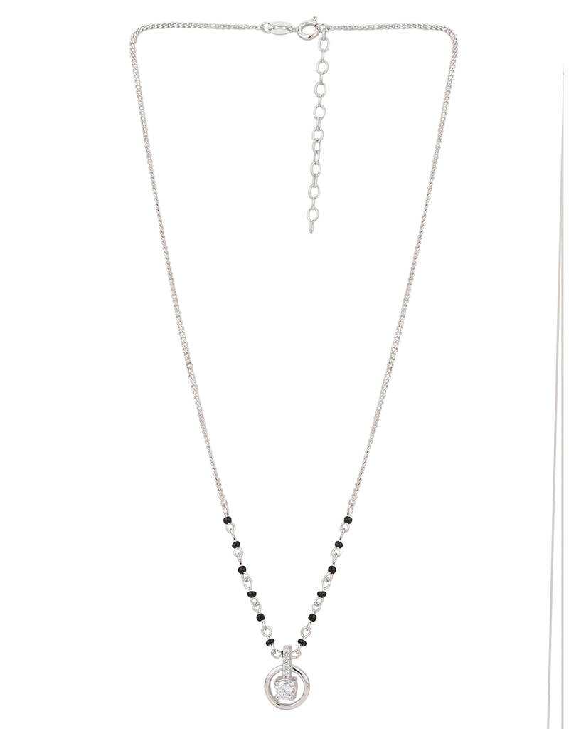 Carlton London Rhodium-Plated Crystals-Studded Mangalsutra : FJM4295