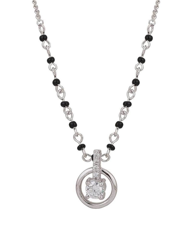 Carlton London Rhodium-Plated Crystals-Studded Mangalsutra : FJM4295