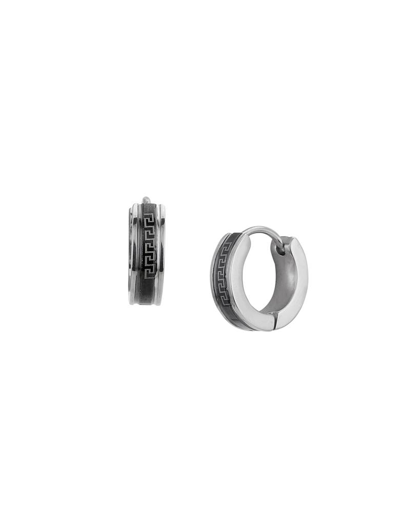 Carlton London Men Silver Plated Stainless Steel Hoop Earrings : FJME4848