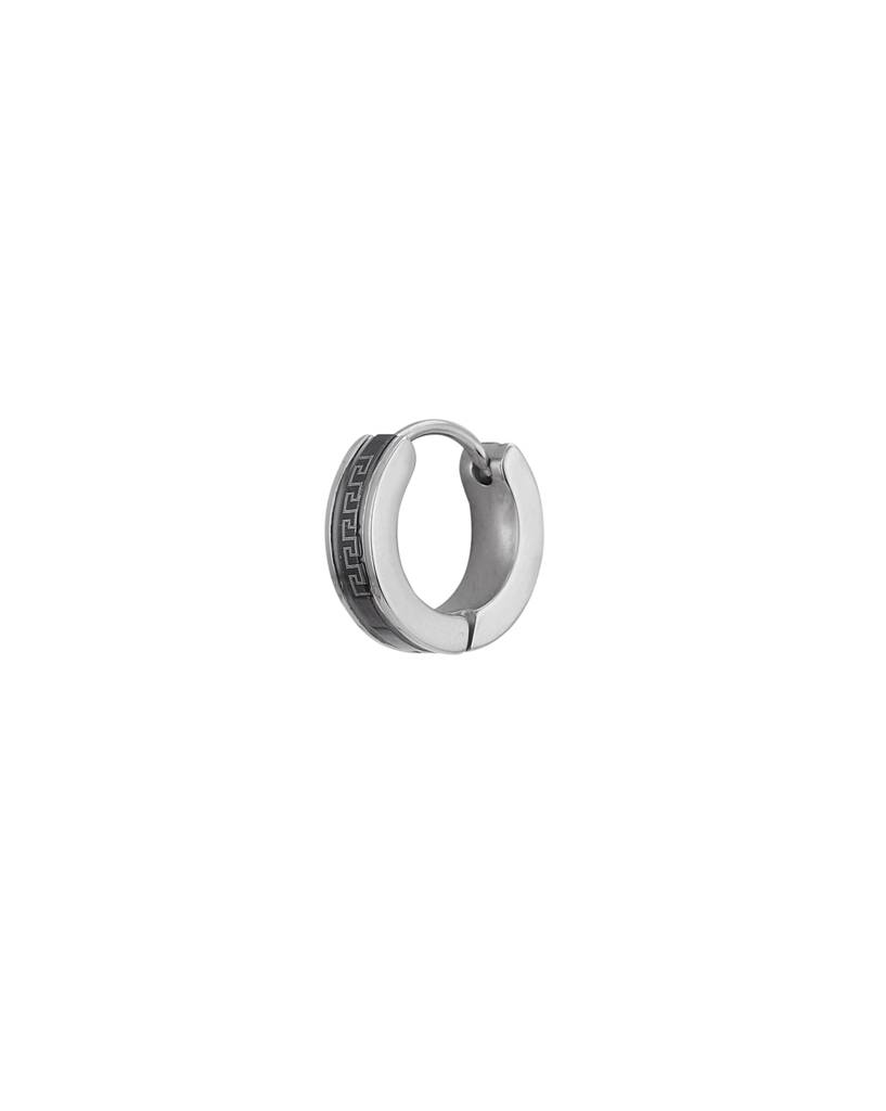 Carlton London Men Silver Plated Stainless Steel Hoop Earrings : FJME4848
