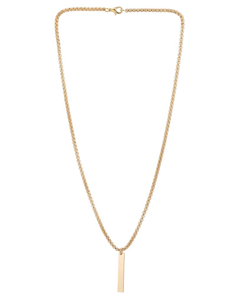 Carlton London Men Rose Gold Plated Dangling Bar Pendant With Chain : FJMN4860