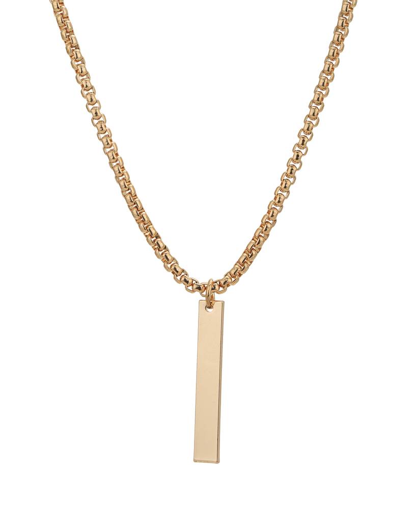 Carlton London Men Rose Gold Plated Dangling Bar Pendant With Chain : FJMN4860