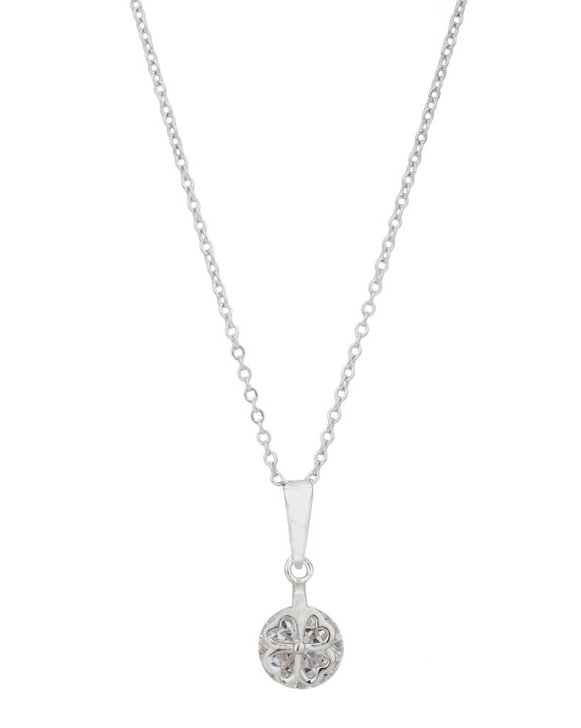Carlton London -Women Rhodium-Plated Silver-Toned Cubic Zirconia Stone Pendant With Chain : FJN2299