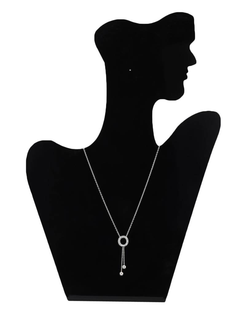 Carlton London Rhoduim Plated Silver-Toned Cz Studded Pendant With Chain : FJN2300