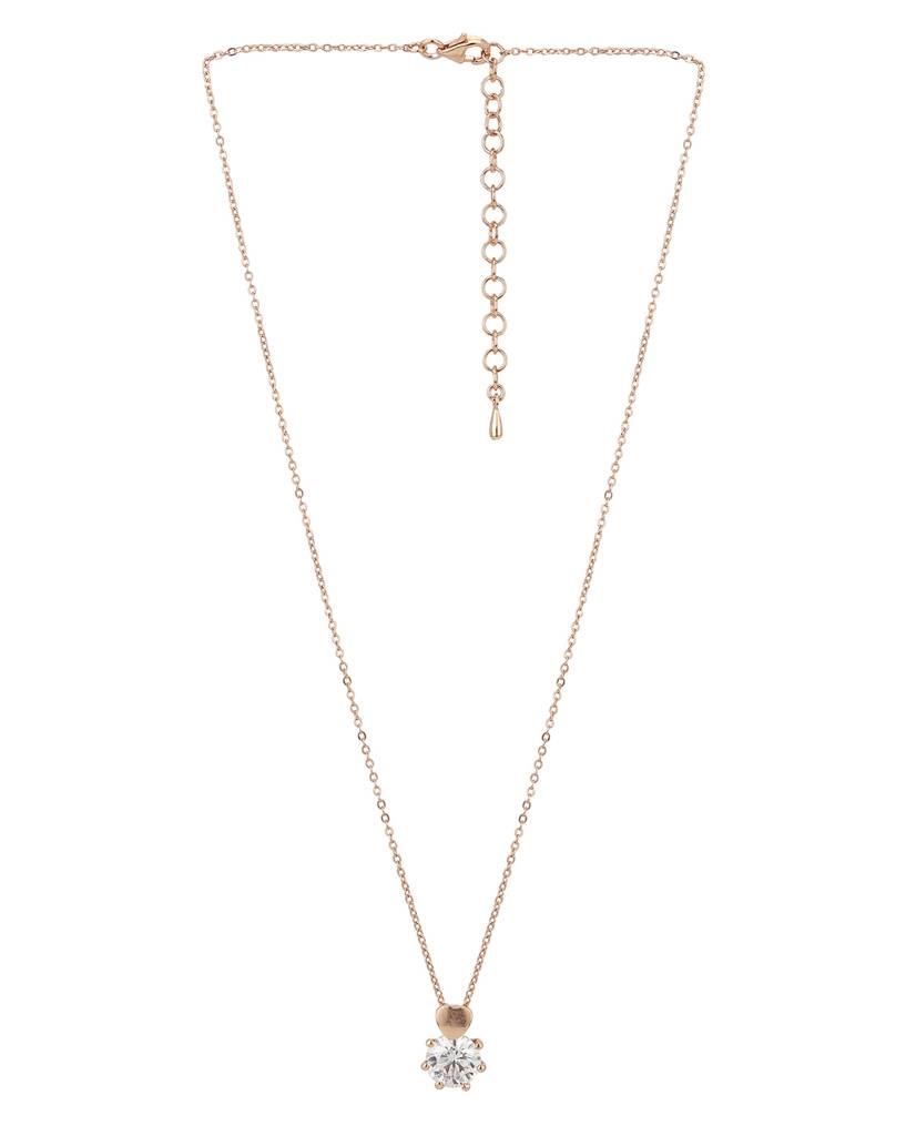 Rose Gold-Plated Cz Studded Necklace : FJN2304