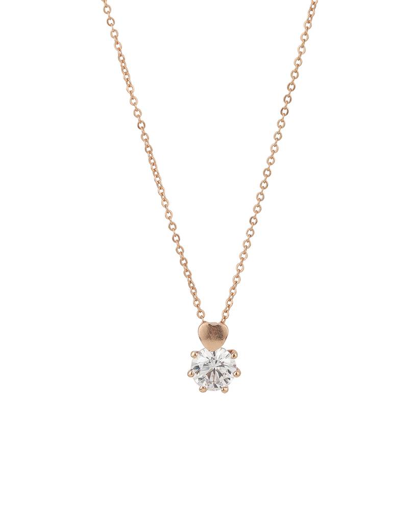 Rose Gold-Plated Cz Studded Necklace : FJN2304