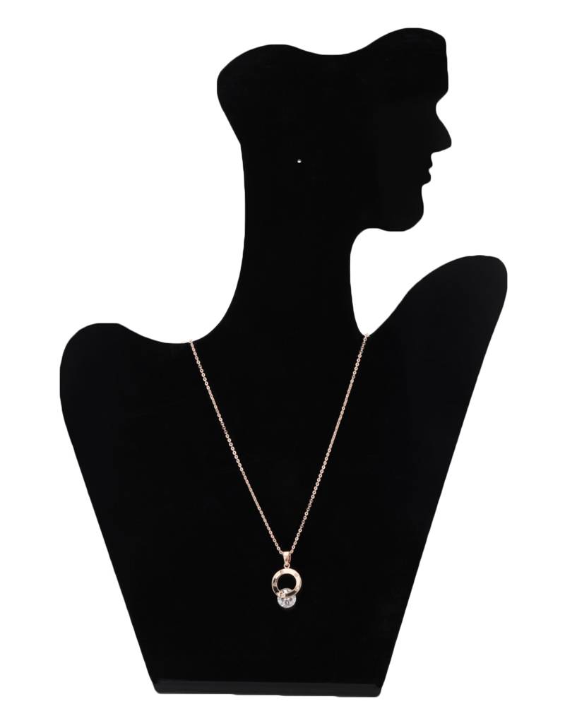 Carlton London Women Rose Gold-Plated Cubic Zirconia Stone Pendant With Chain : FJN2305