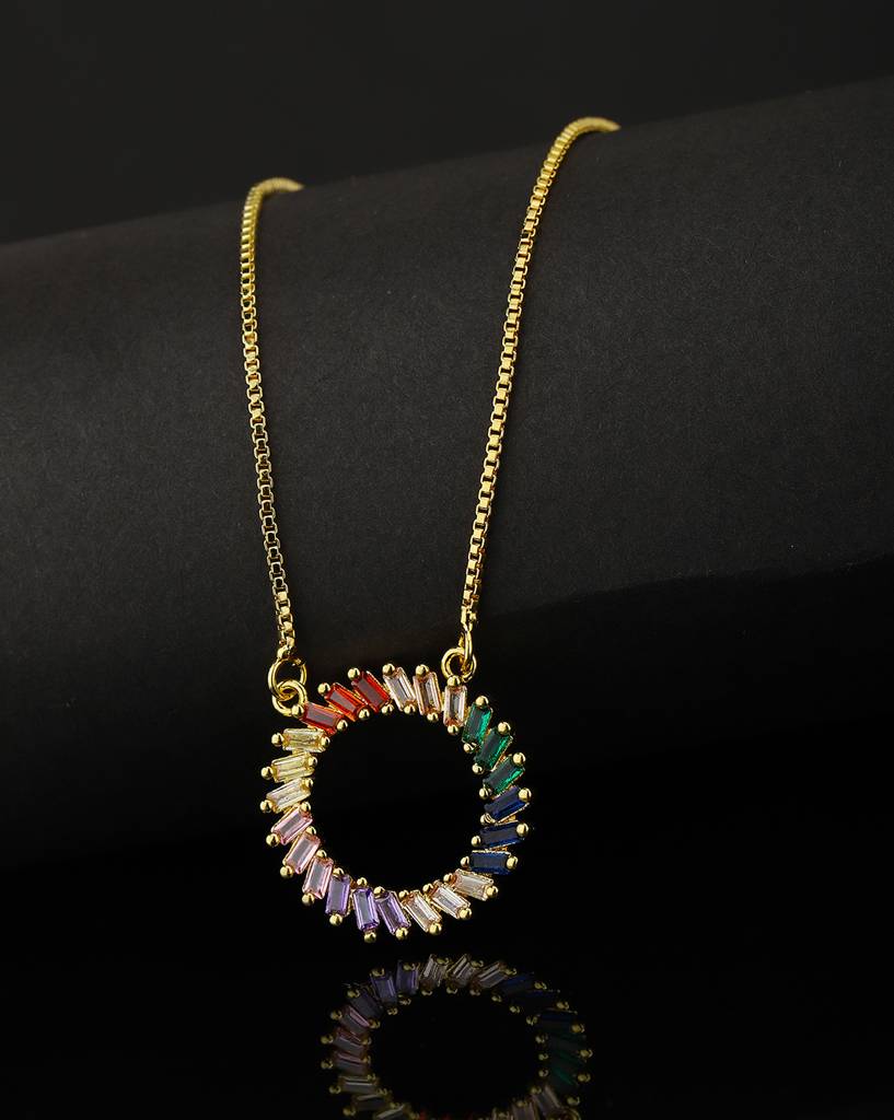 Carlton London Gold-Toned & Multicoloured Gold-Plated Brass Necklace : FJN3114