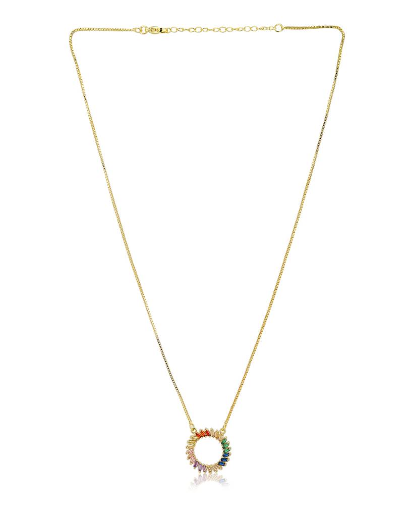 Carlton London Gold-Toned & Multicoloured Gold-Plated Brass Necklace : FJN3114