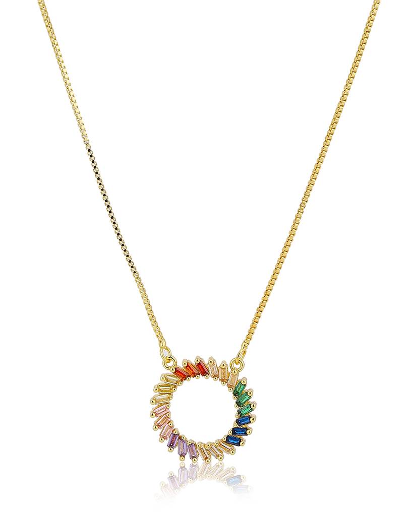 Carlton London Gold-Toned & Multicoloured Gold-Plated Brass Necklace : FJN3114