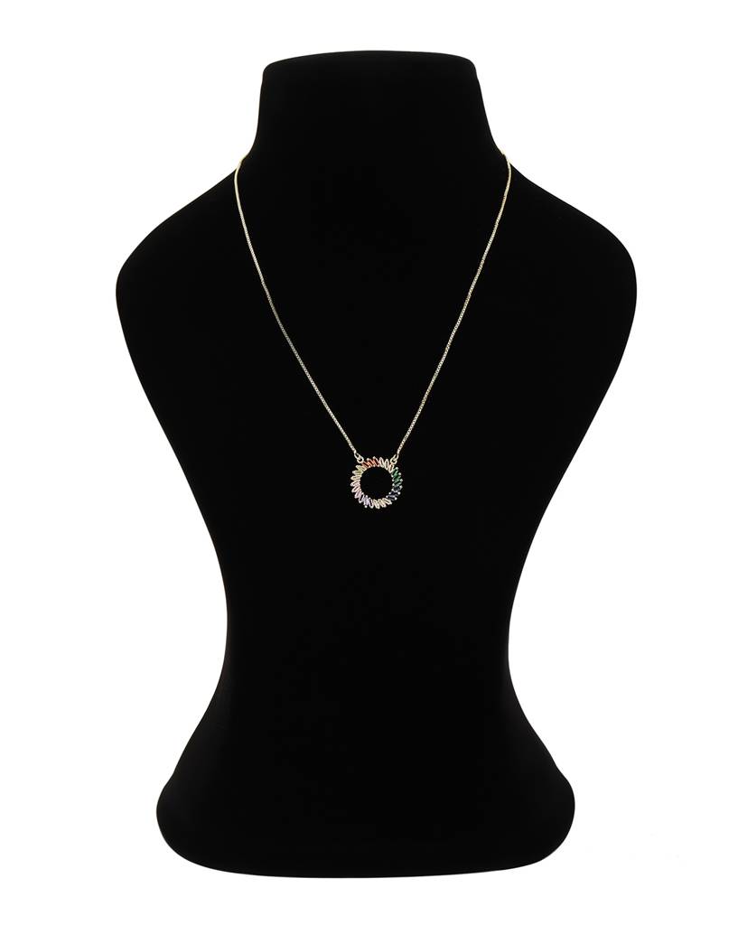 Carlton London Gold-Toned & Multicoloured Gold-Plated Brass Necklace : FJN3114