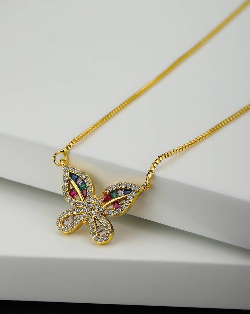 Carlton London Women Gold Plated Multi Coloured Necklace : FJN3115