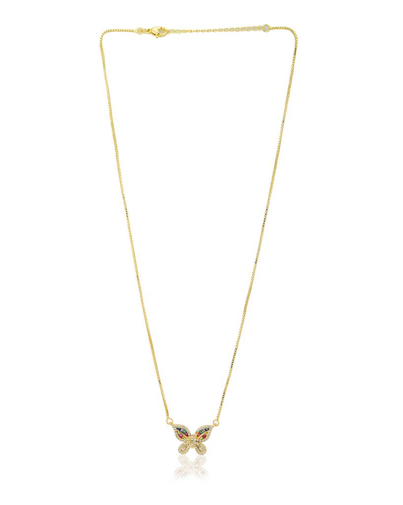 Carlton London Women Gold Plated Multi Coloured Necklace : FJN3115