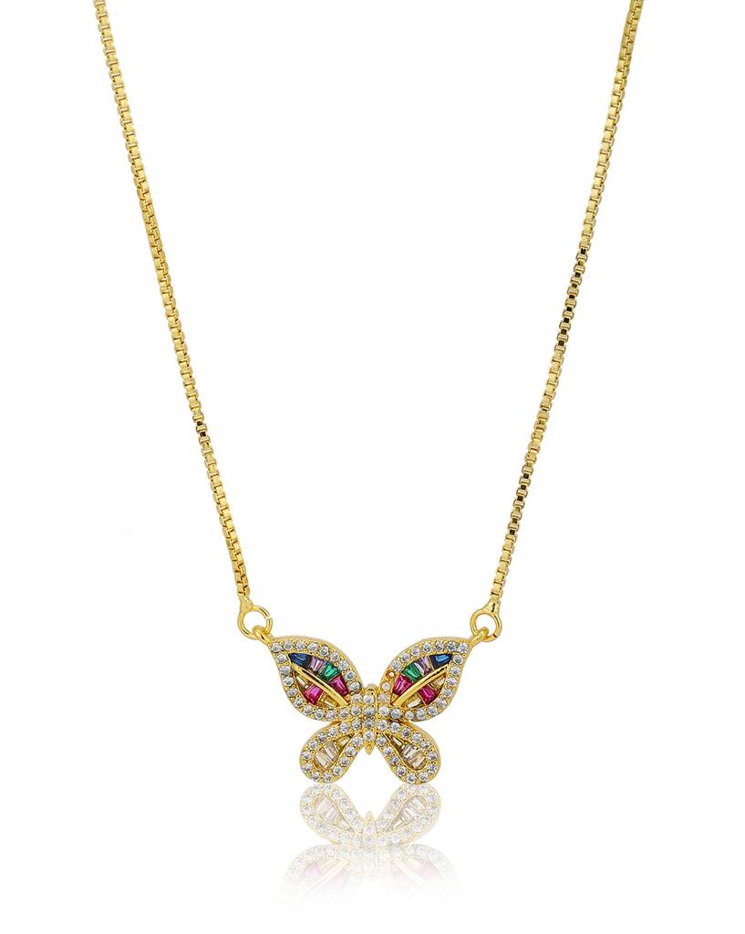 Carlton London Women Gold Plated Multi Coloured Necklace : FJN3115