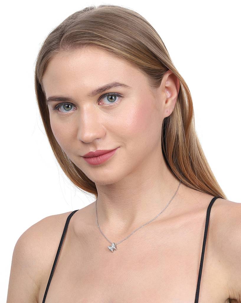 Silver-Toned Brass Rhodium-Plated Handcrafted Necklace : FJN3227