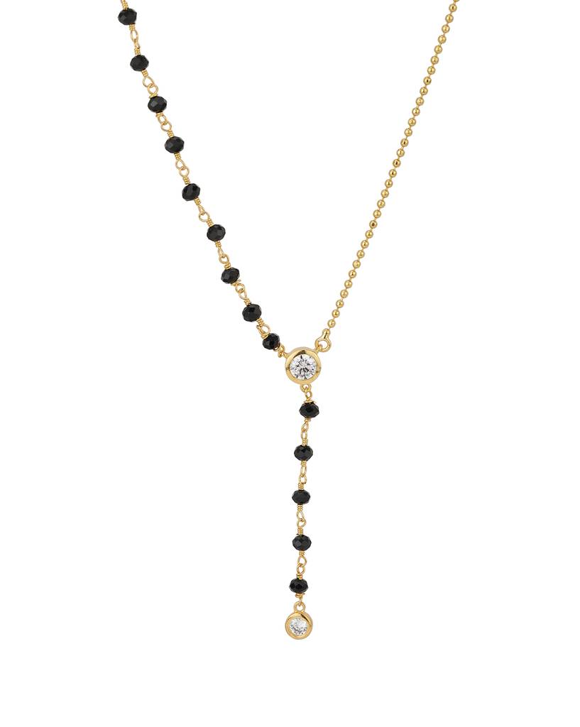 Carlton London Women Black & Gold-Toned, Artificial Stone Studded Mangalsutra : FJN3244