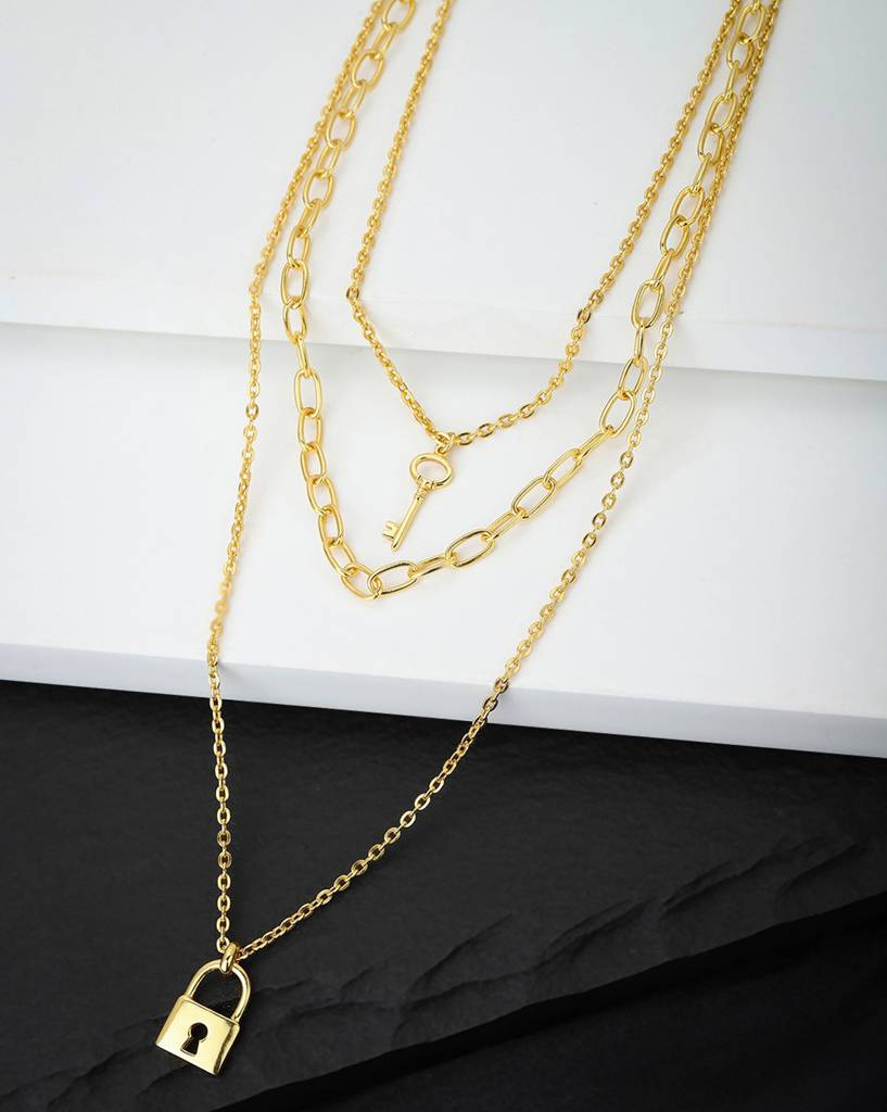 Carlton London Gold--Toned Brass Gold-Plated Layered Necklace : FJN3263