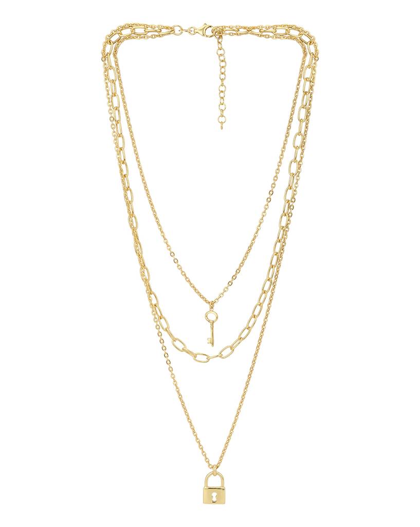 Carlton London Gold--Toned Brass Gold-Plated Layered Necklace : FJN3263