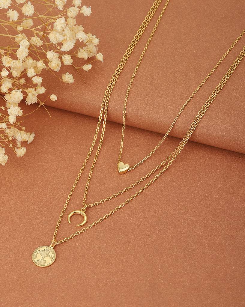 Carlton London, Gold-Toned Brass Gold-Plated Layered Necklace : FJN3264