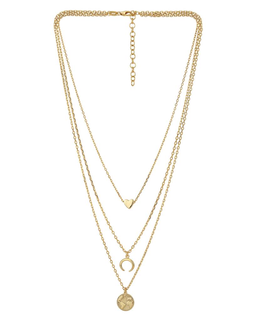 Carlton London, Gold-Toned Brass Gold-Plated Layered Necklace : FJN3264