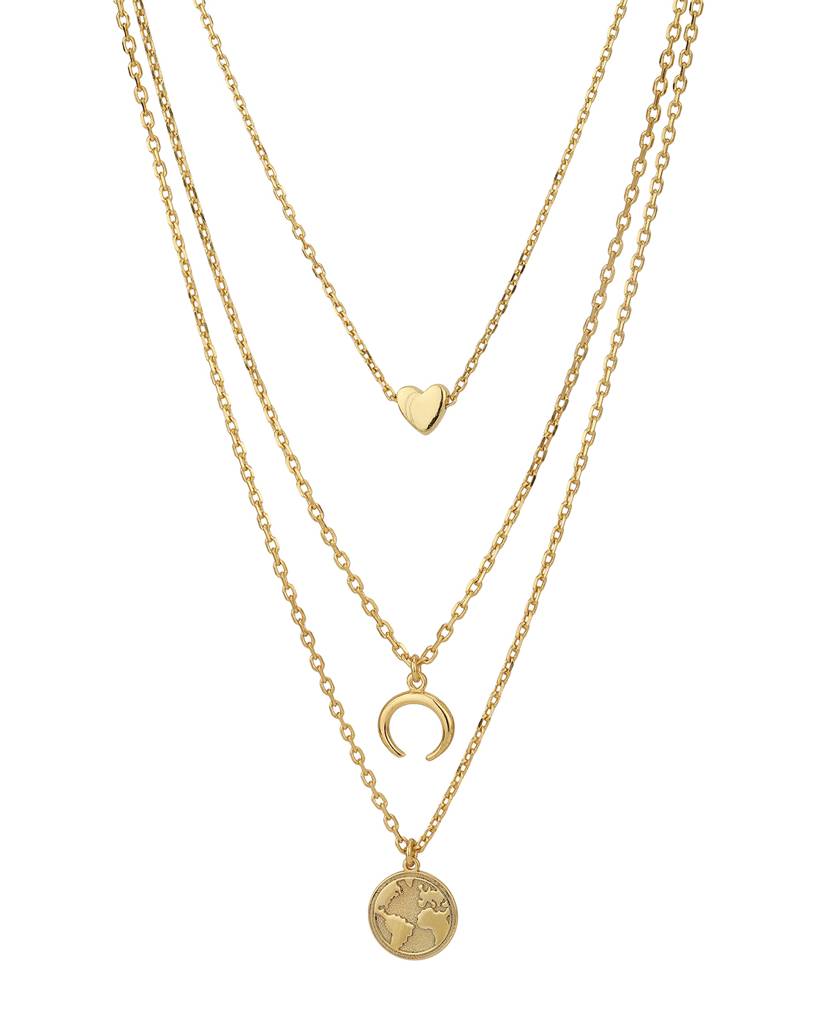 Carlton London, Gold-Toned Brass Gold-Plated Layered Necklace : FJN3264