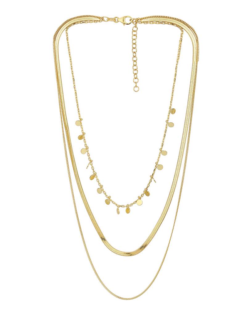 Carlton London Gold-Toned Brass Gold-Plated Layered Necklace : FJN3266