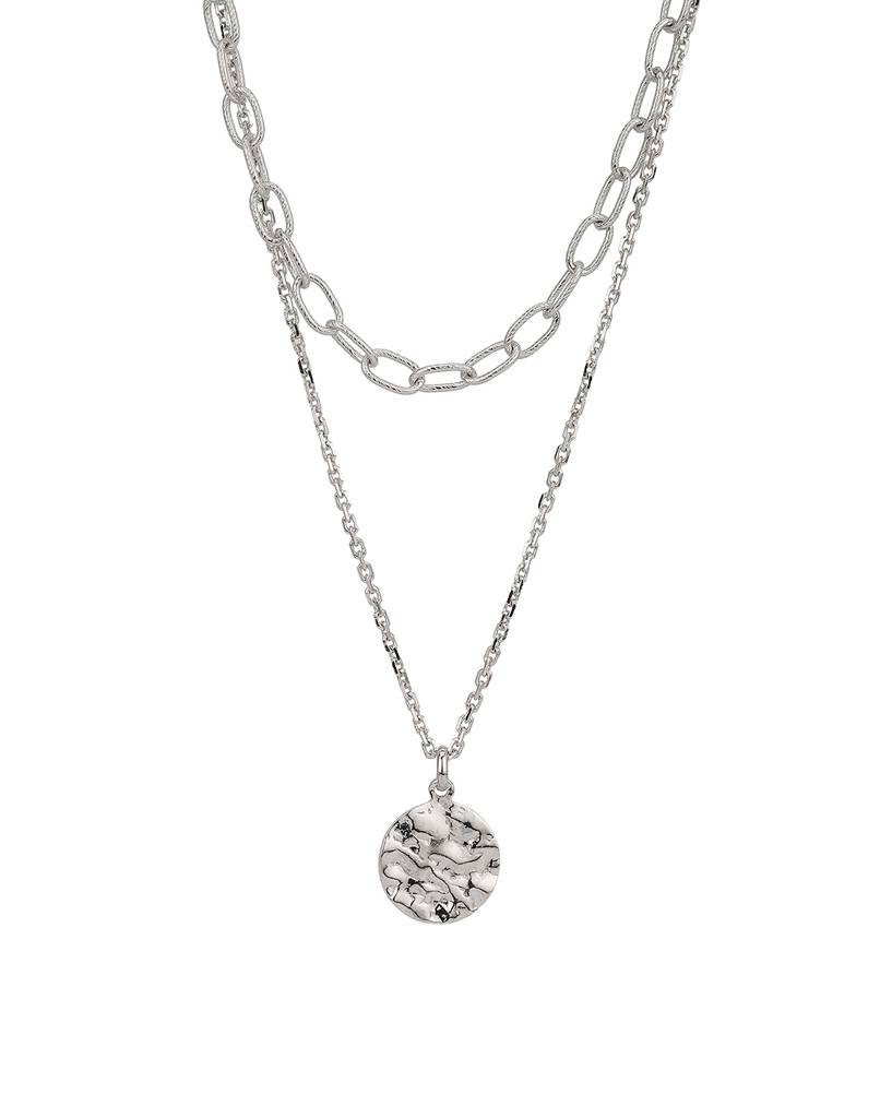 Carlton London Silver-Toned Brass Rhodium-Plated Layered Necklace : FJN3272