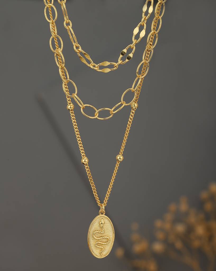Carlton London Gold--Plated Brass Layered Necklace : FJN3274
