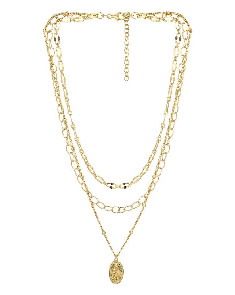 Carlton London Gold--Plated Brass Layered Necklace : FJN3274