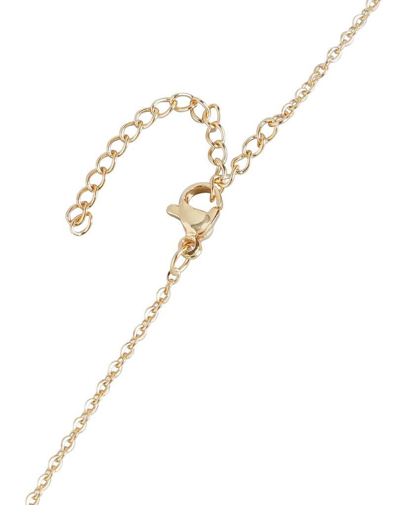 Carlton London Gold-Toned & Off White Brass Gold-Plated & Stone Studded Evil Eye Necklace : FJN3347
