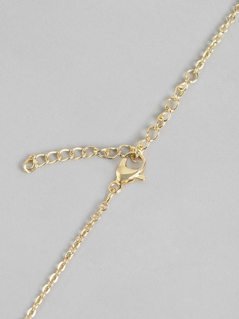 Gold-Plated Cz Studded Christian Cross Pendant With Chain : FJN3356