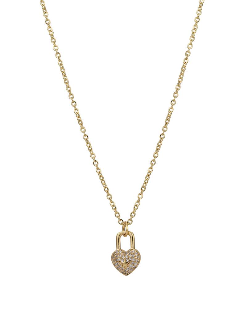 Carlton London Gold-Plated Cz Studded Heart Shaped Pendant With Chain : FJN3358