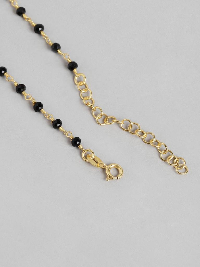 Gold-Plated & Black Crystal Studded Mangalsuta : FJN3705