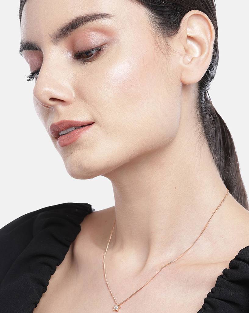 Carlton London Rose Gold-Plated Brass Necklace : FJN3764